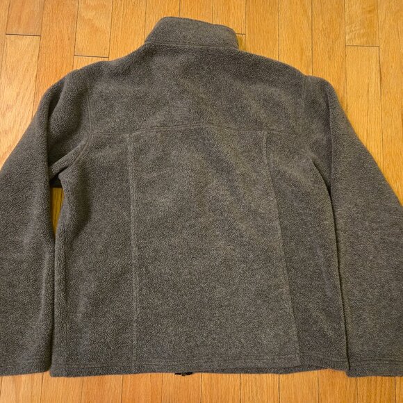 Vintage LL Bean Jacket Mens Medium Gray Sherpa Fleece Full Zip Retro - Picture 2 of 3